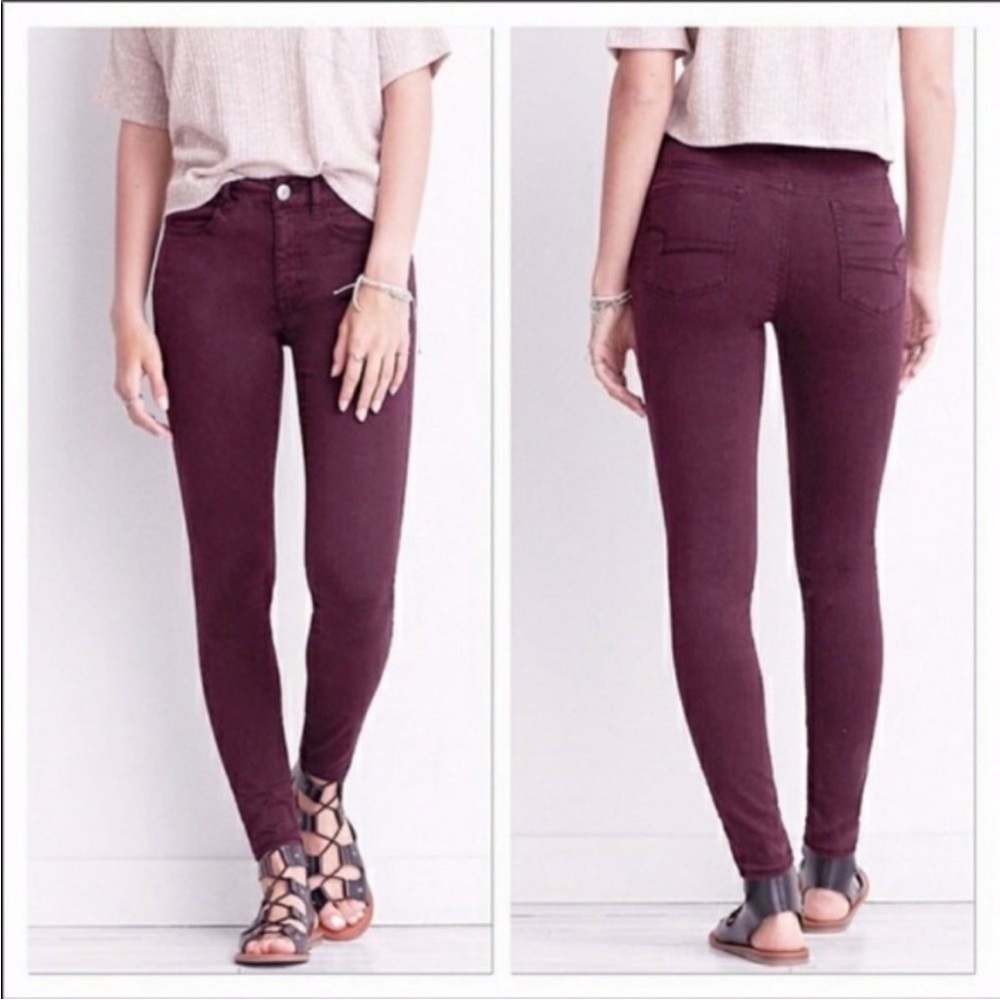 American Eagle Hi-Rise Jegging Maroon 8 Regular